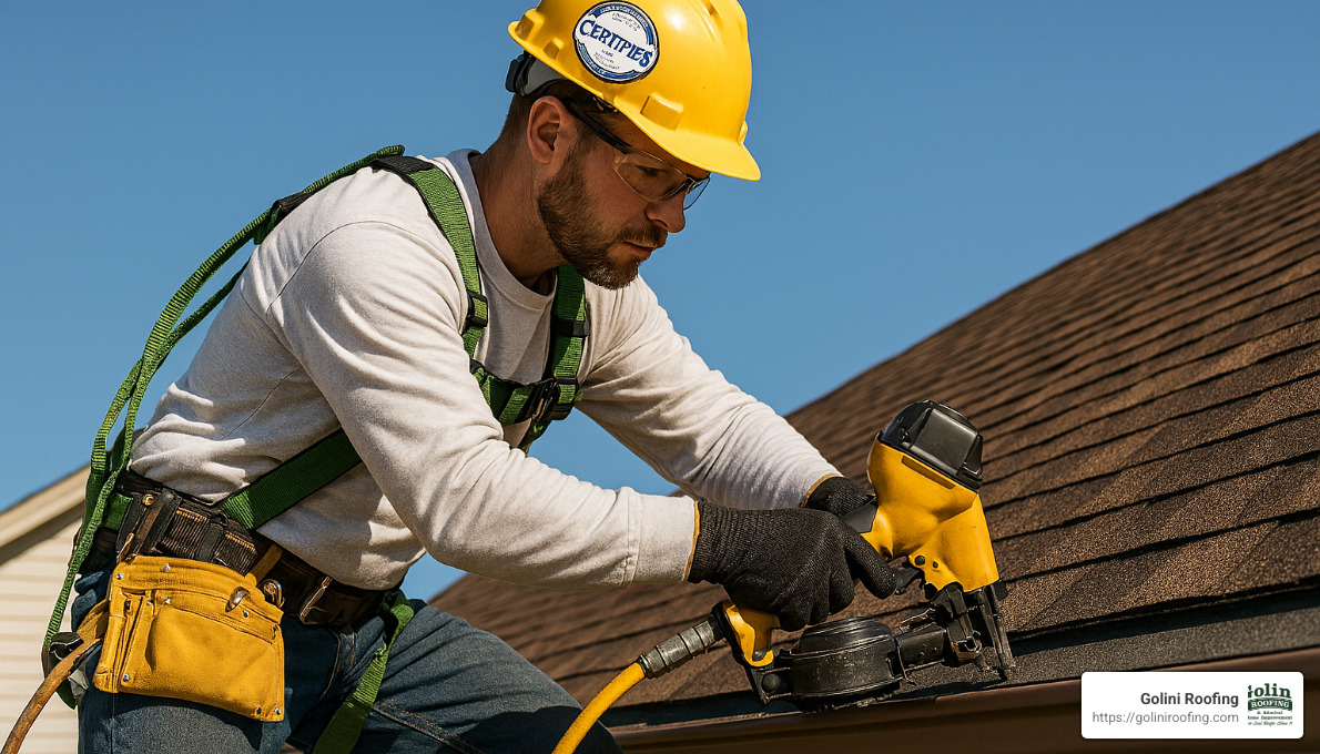 certified roofing specialist at work - roofing specialist