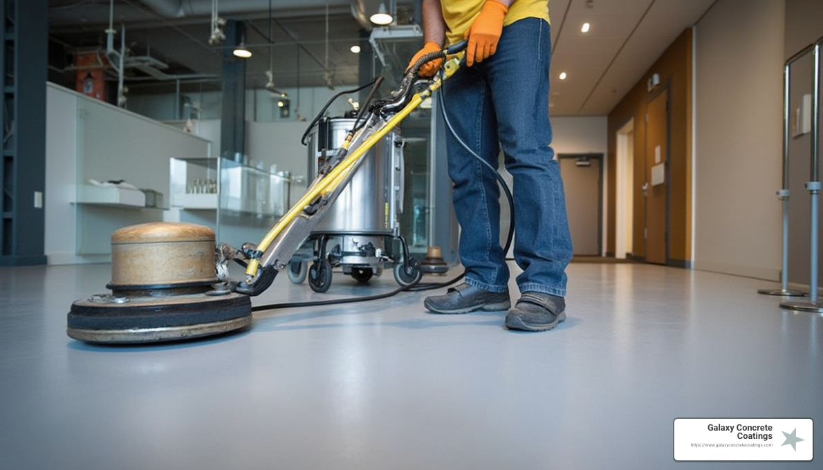 Professional application of polyaspartic floor coating - acrylic floor paint Professional application of polyaspartic floor coating - acrylic floor paint