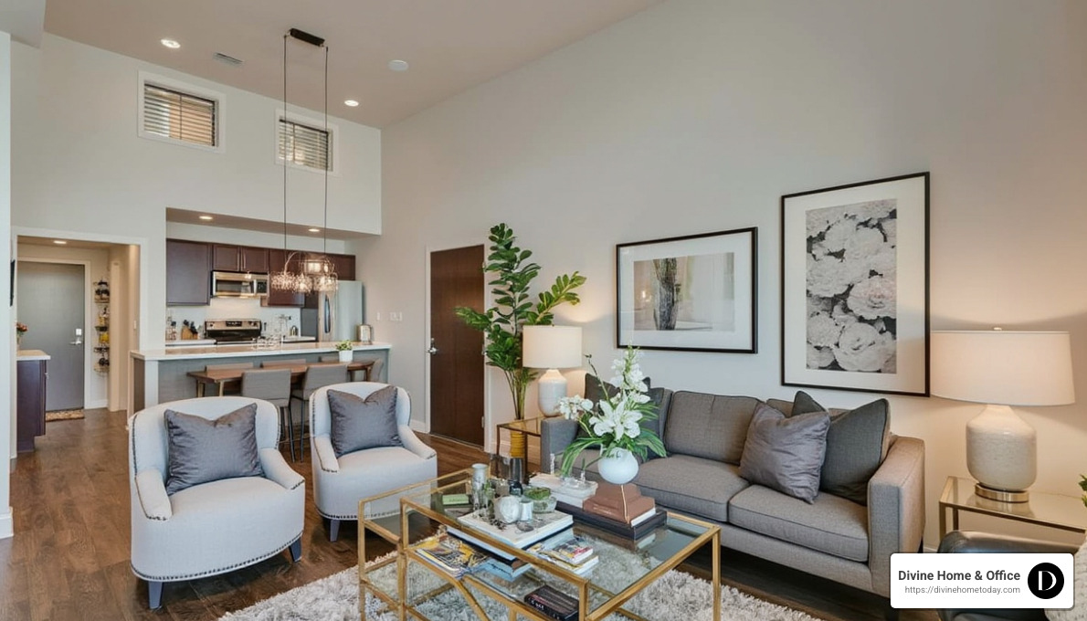 beautifully staged Denver living room showing the final result of professional home staging - Home staging Denver CO