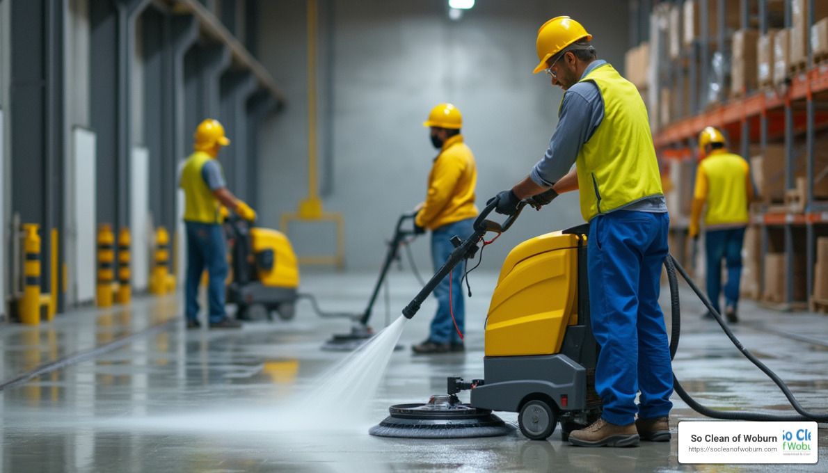 Concrete floor cleaning process - commercial floor cleaning services