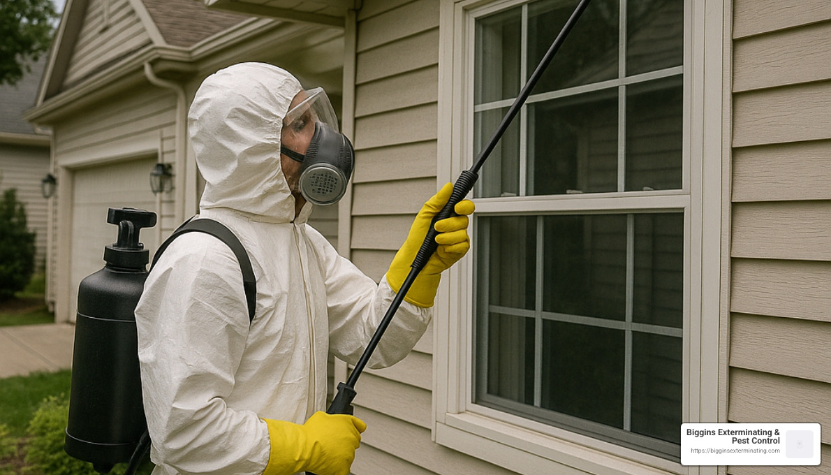 technician inspecting a property for nests - emergency wasp removal near me