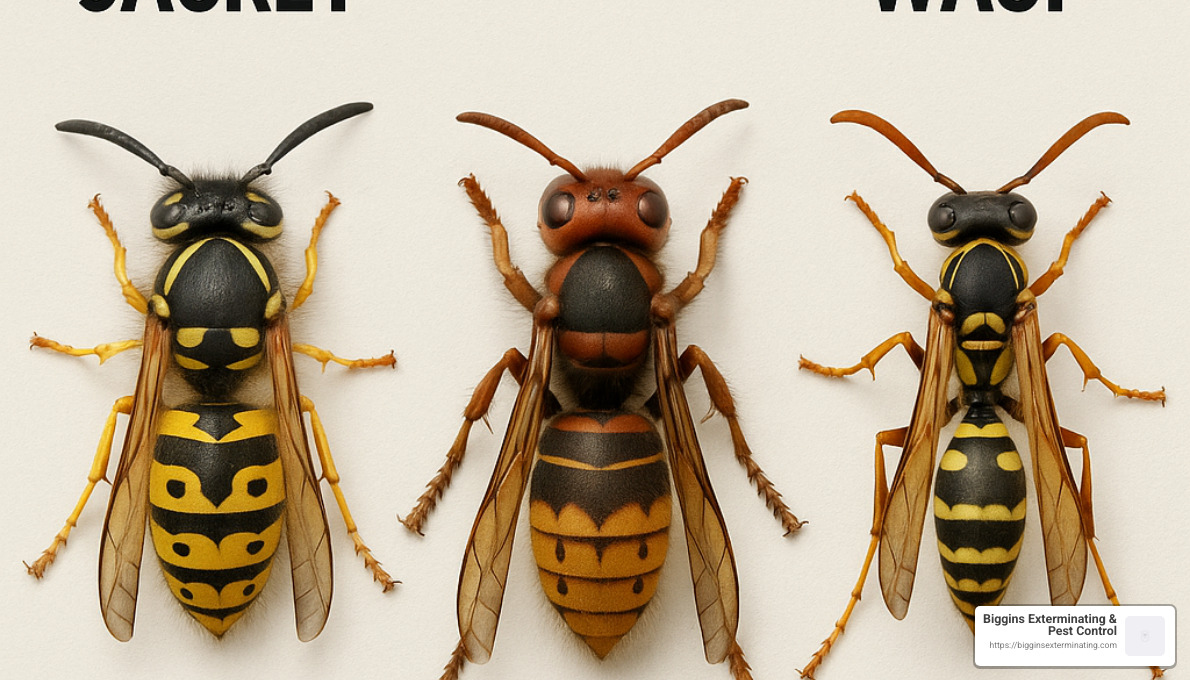 yellow jackets, hornets, and paper wasps side by side - emergency wasp removal near me