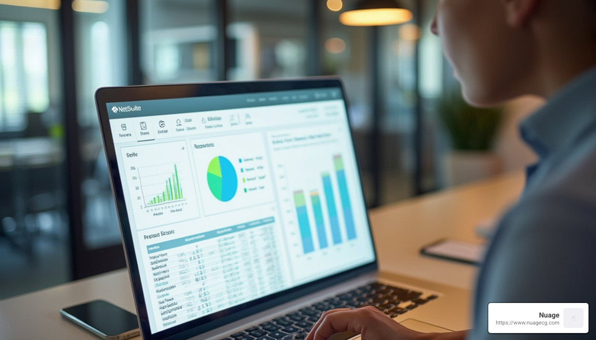 NetSuite Planning and Budgeting interface showing dashboard with financial charts - NetSuite budgeting and planning