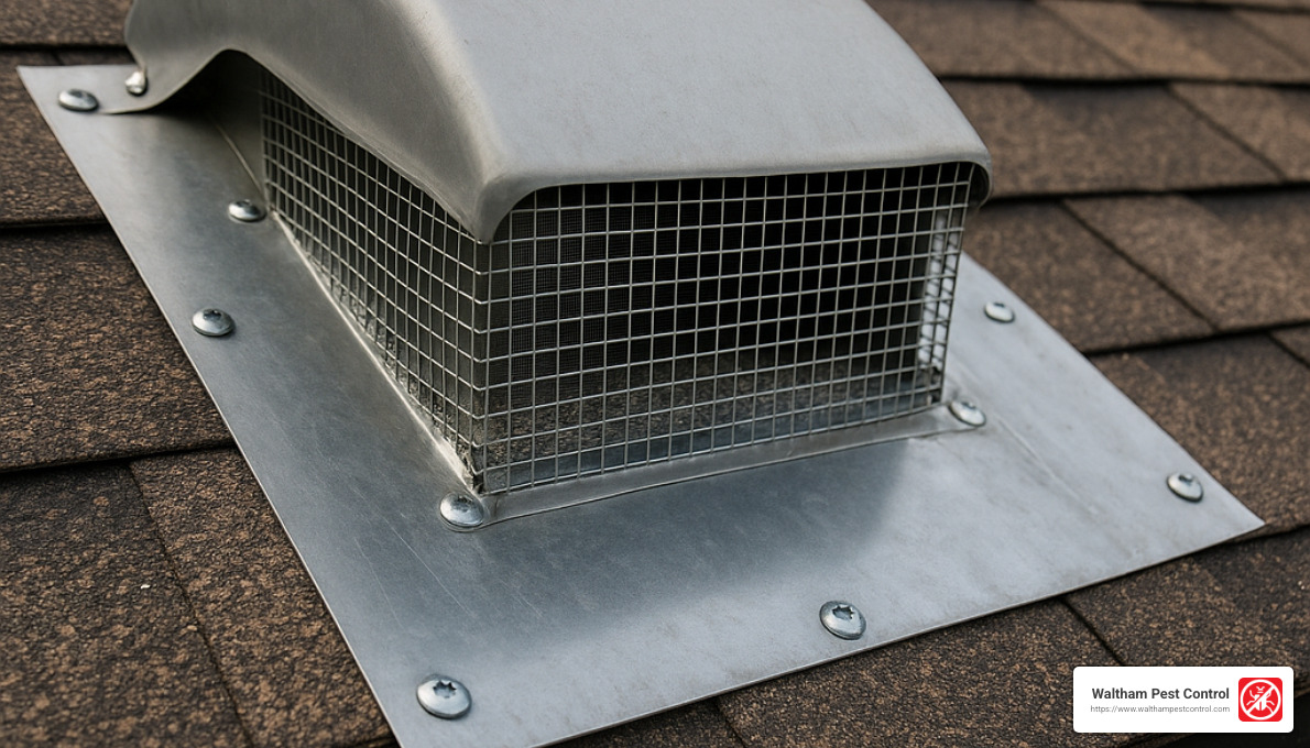 Properly sealed attic entry points with metal flashing and hardware cloth - trapping raccoons in attic
