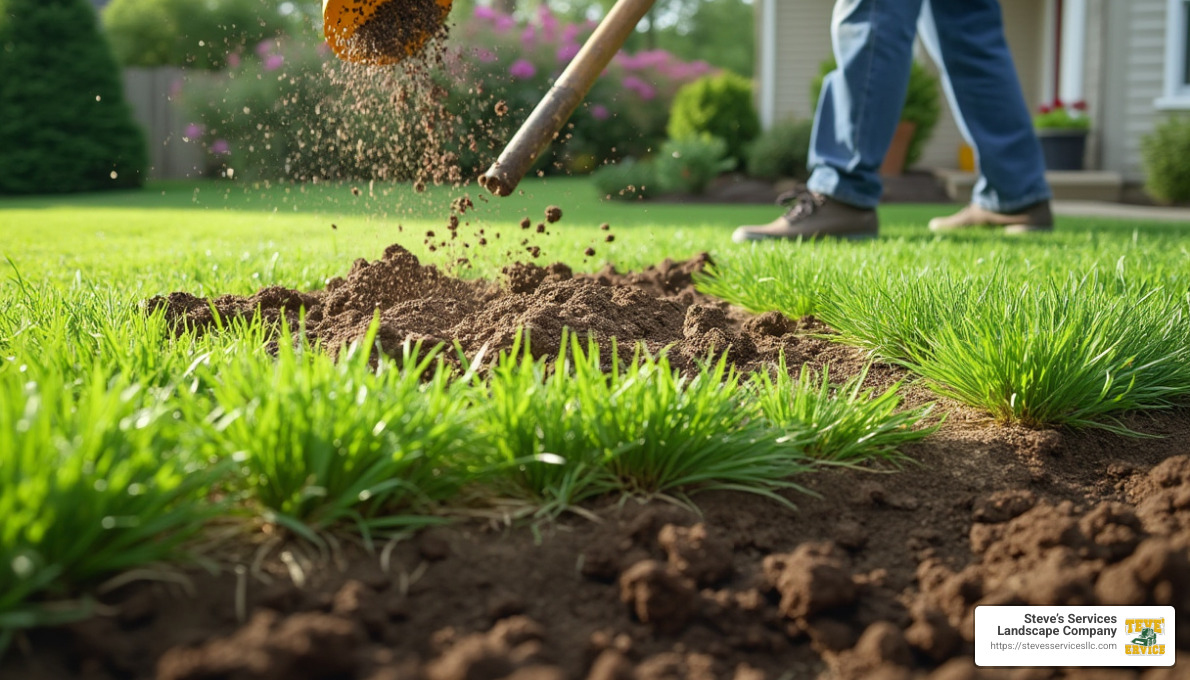 soil preparation process showing removal of old turf, tilling, and soil amendment - lawn installation service soil preparation process showing removal of old turf, tilling, and soil amendment - lawn installation service