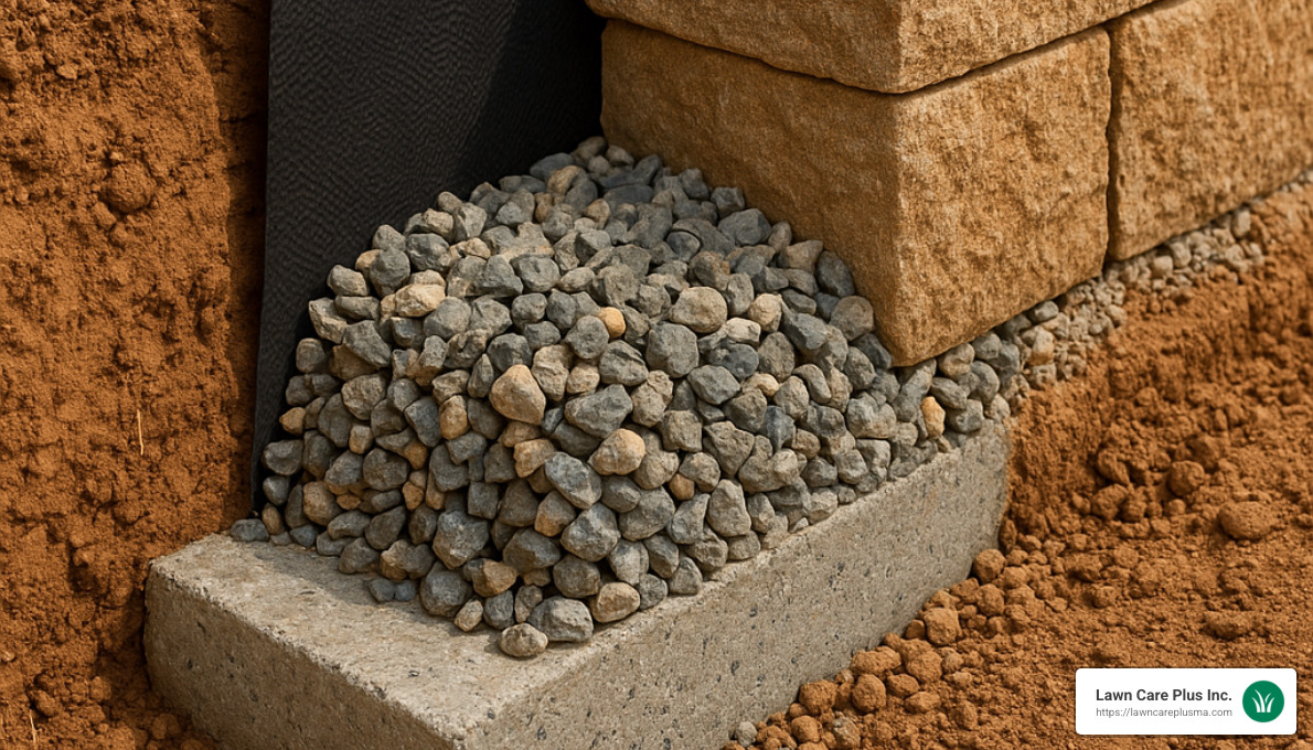 foundation materials for retaining wall installation - retaining wall foundation