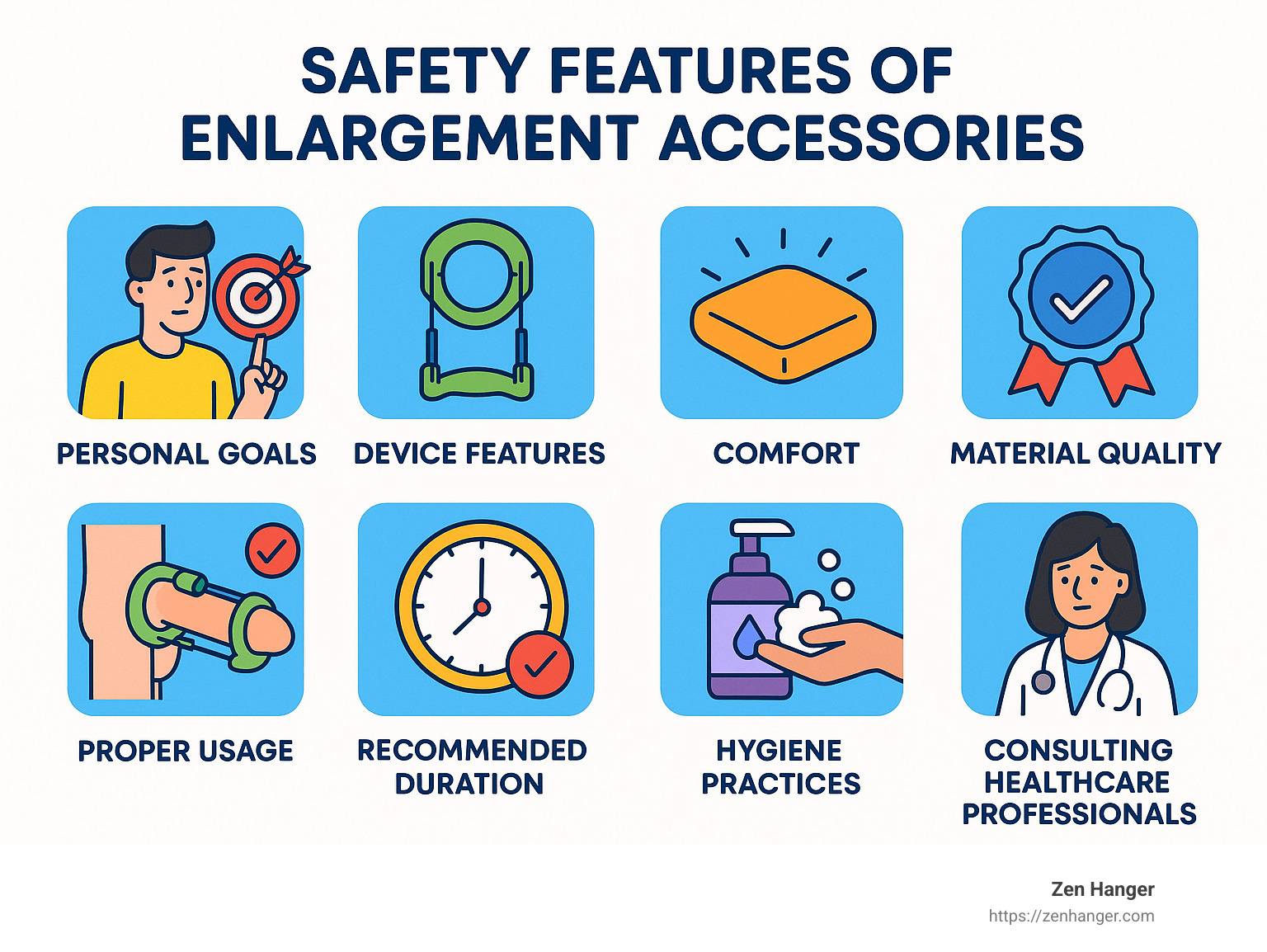 safety features comparison - enlargement accessories infographic