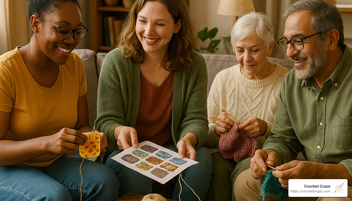 group of people sharing crochet patterns online - crochet scarf patterns