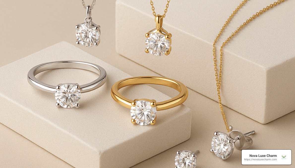Nova Luxe Charm ethically crafted jewelry collection featuring moissanite and mixed materials - Affordable luxury jewelry