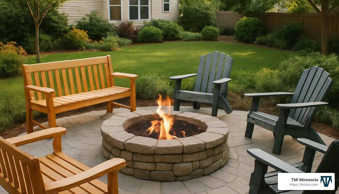 completed fire pit with seating - Outdoor fire pit construction