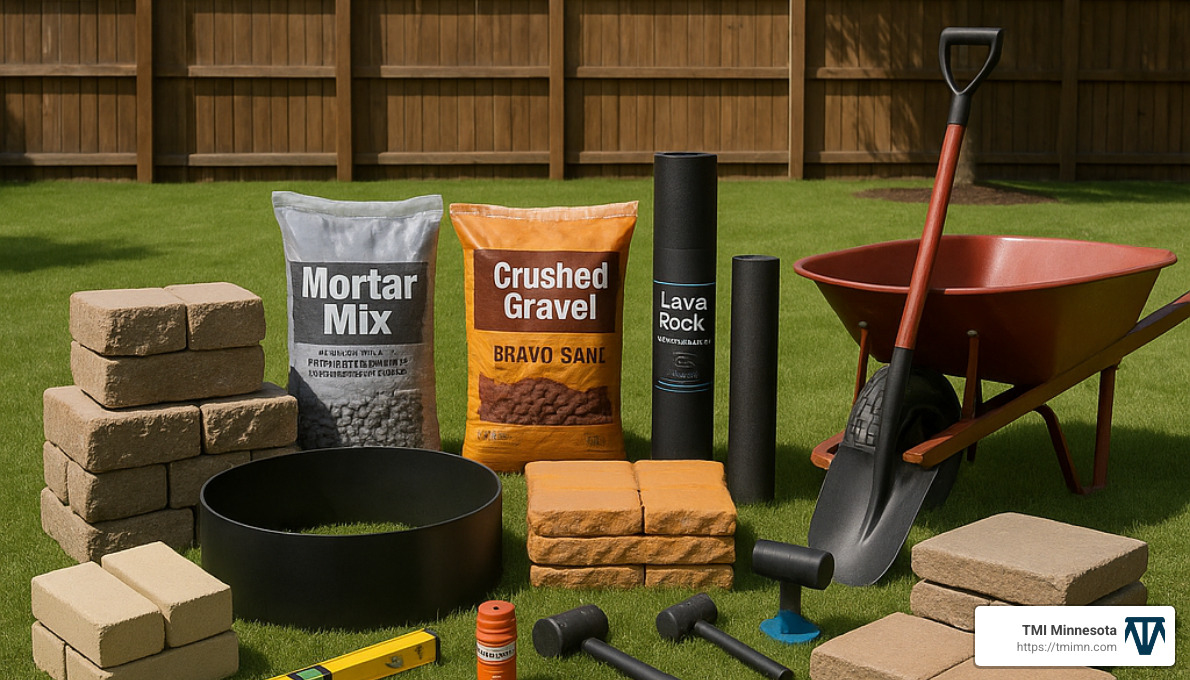 materials and tools for fire pit construction - Outdoor fire pit construction