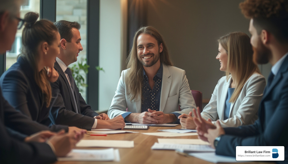 Mediator working with disputing beneficiaries at a conference table - Trust Administration