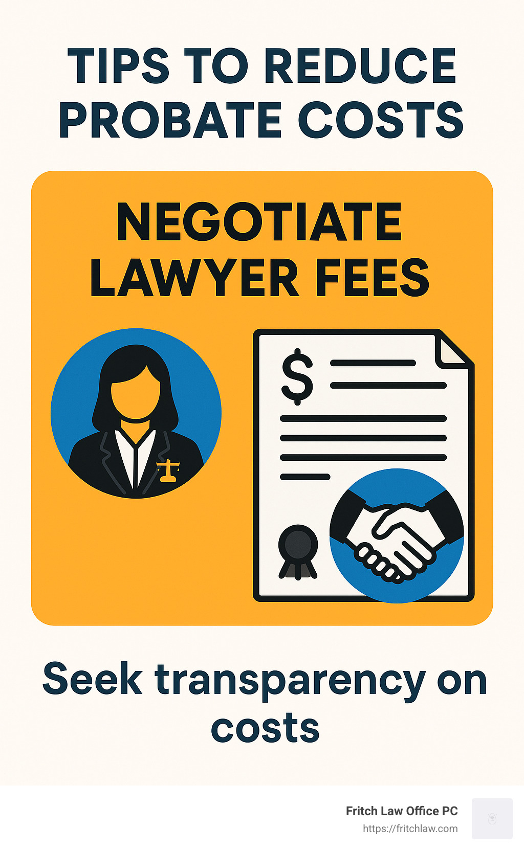 tips to reduce probate costs - lawyer fee to settle estate infographic