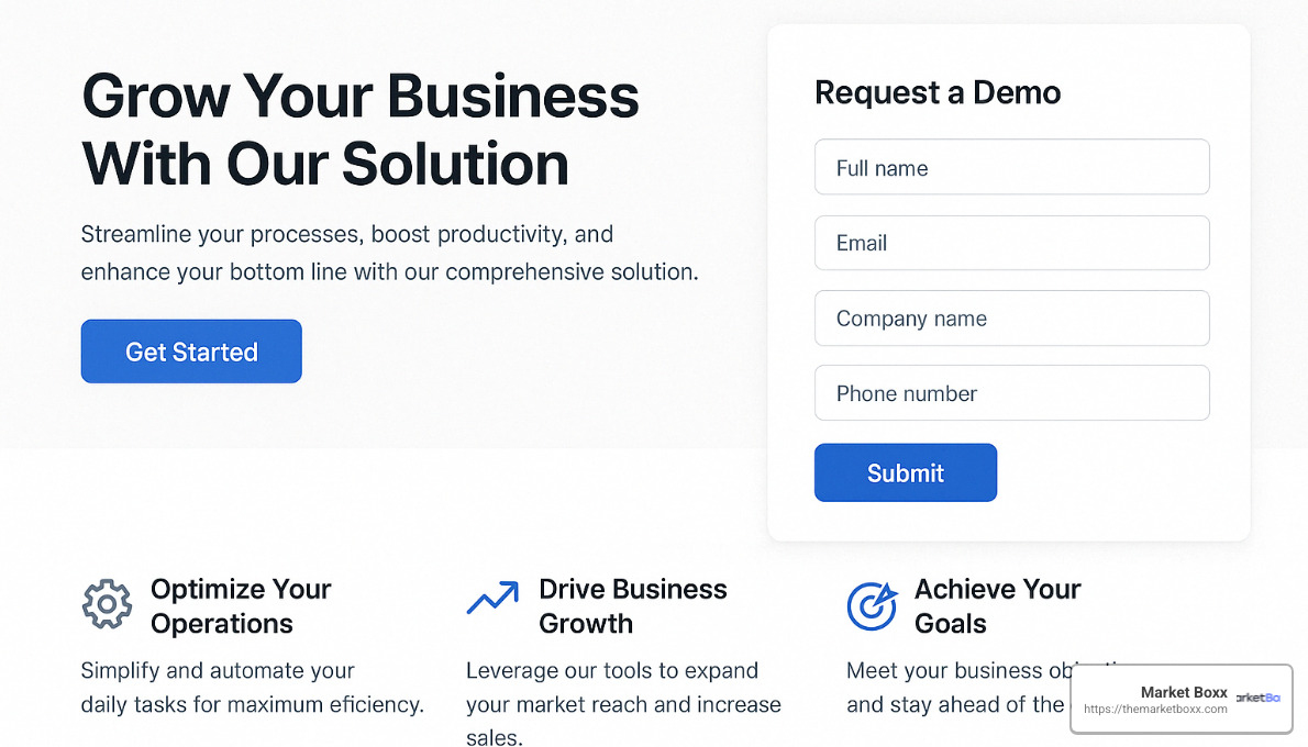 Optimized b2b landing page with lead capture form - b2b lead generation