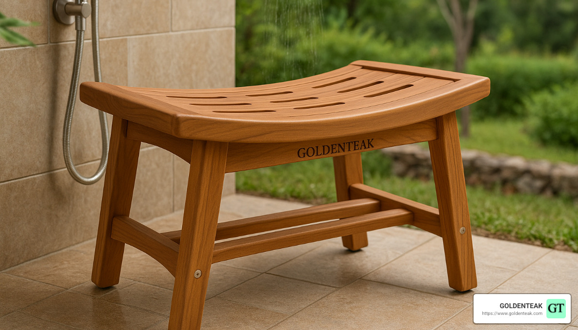GOLDENTEAK's teak shower bench - shower seat for elderly
