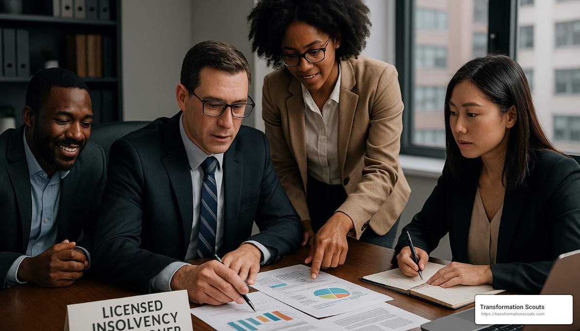 Licensed Insolvency Practitioner working with business documents - corporate recovery services