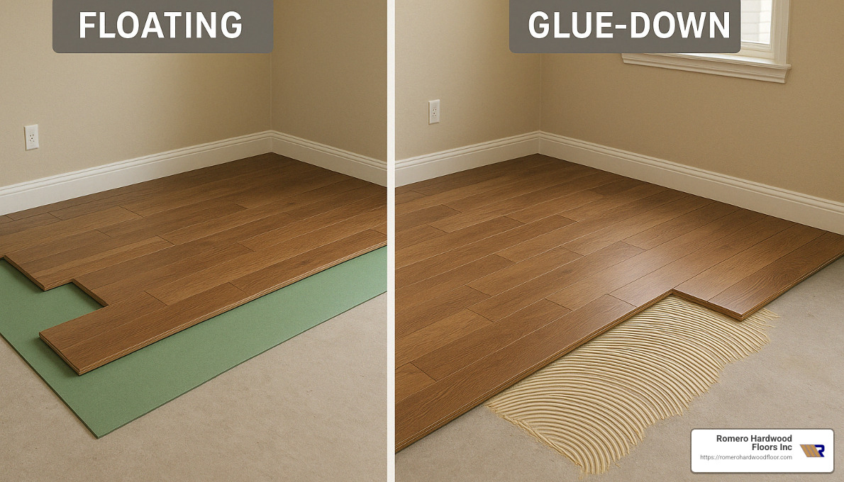 comparison of floating and glue-down installation methods - installing engineered hardwood on concrete comparison of floating and glue-down installation methods - installing engineered hardwood on concrete