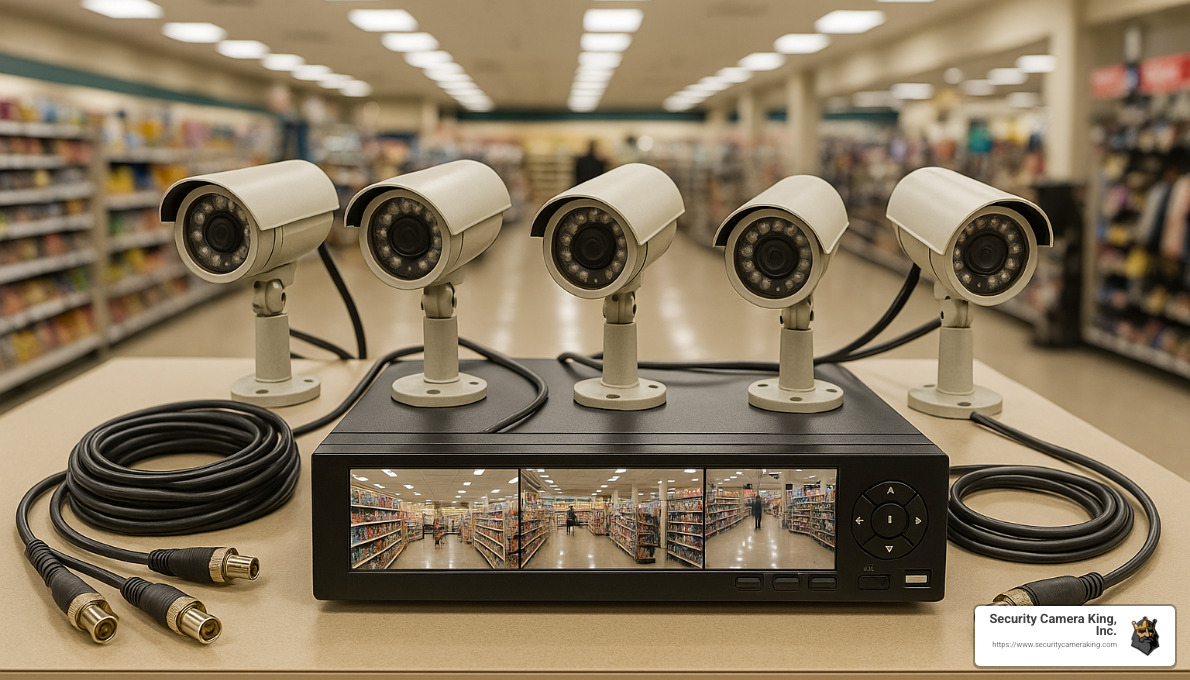DVR security system with analog cameras and coaxial cables - video recorders for security