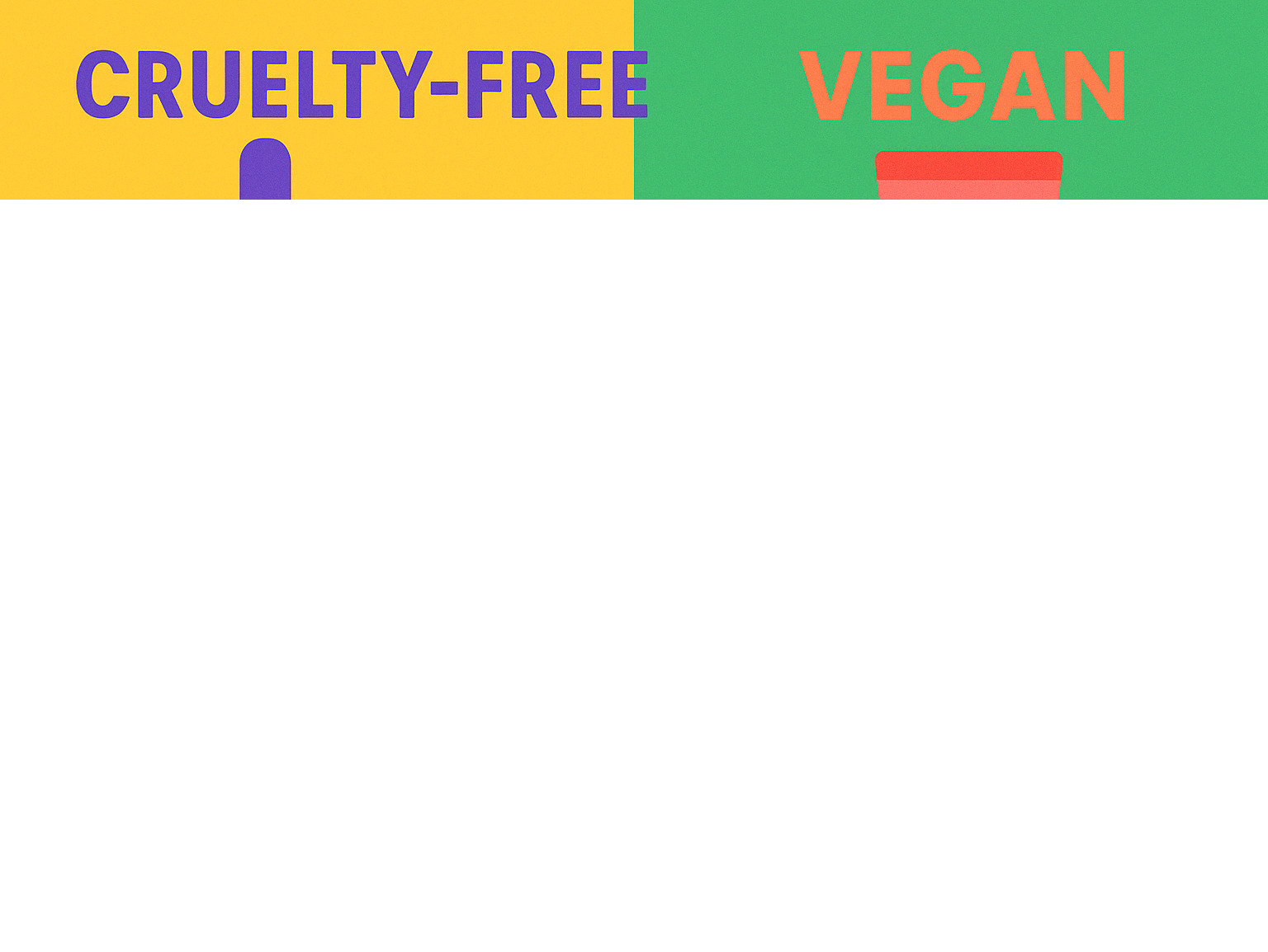 Infographic showing the difference between cruelty-free and vegan products, major certification logos including Leaping Bunny and PETA, and statistics about animal testing in the cosmetics industry - animal cruelty free makeup brands infographic 