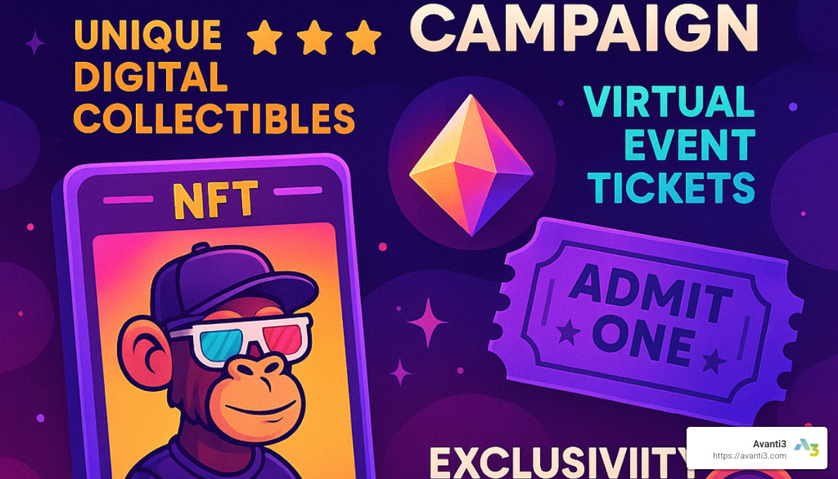 NFT marketing campaign showing digital collectibles - Web3 digital marketing