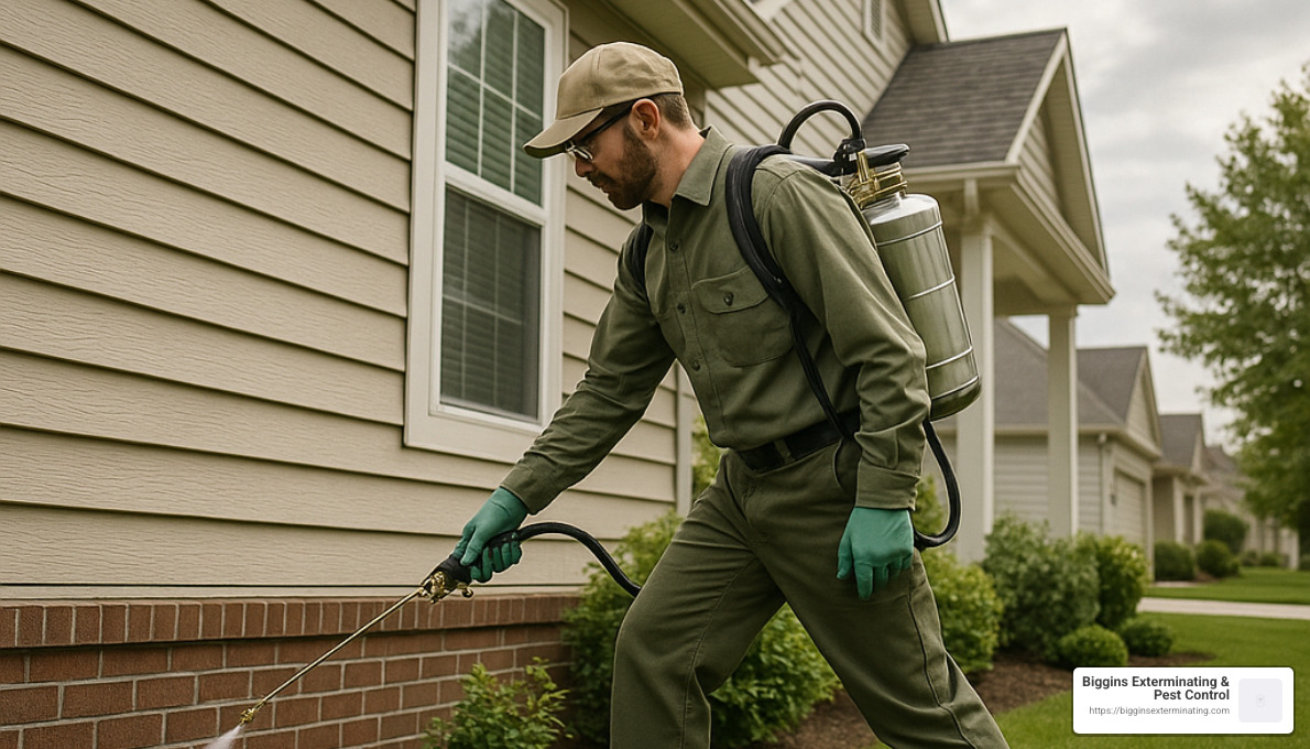 exterminator treating home exterior for pests - best exterminator