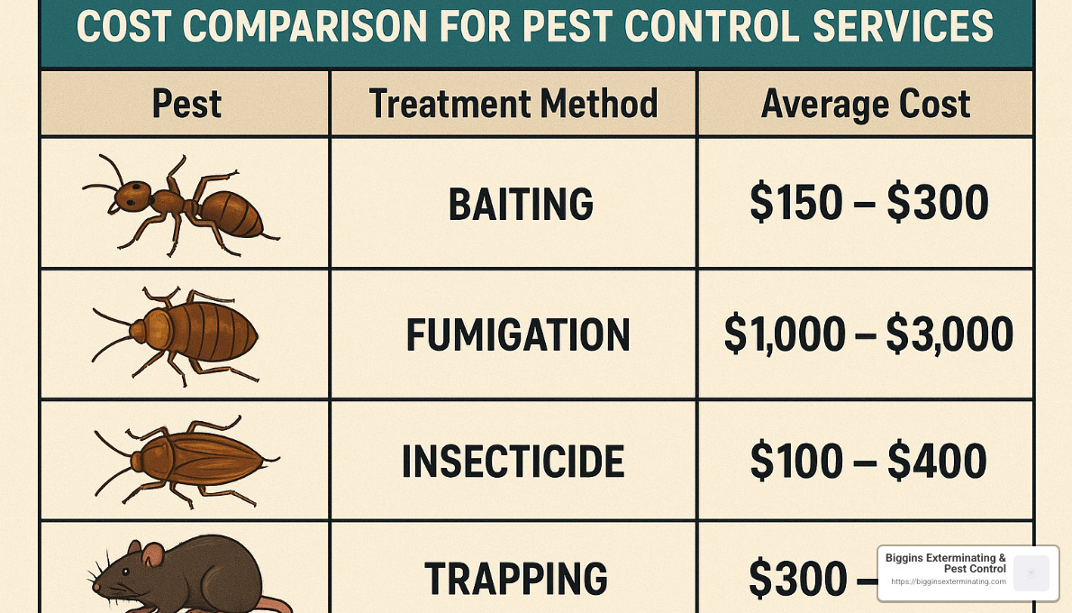 cost comparison chart for pest control services - best exterminator