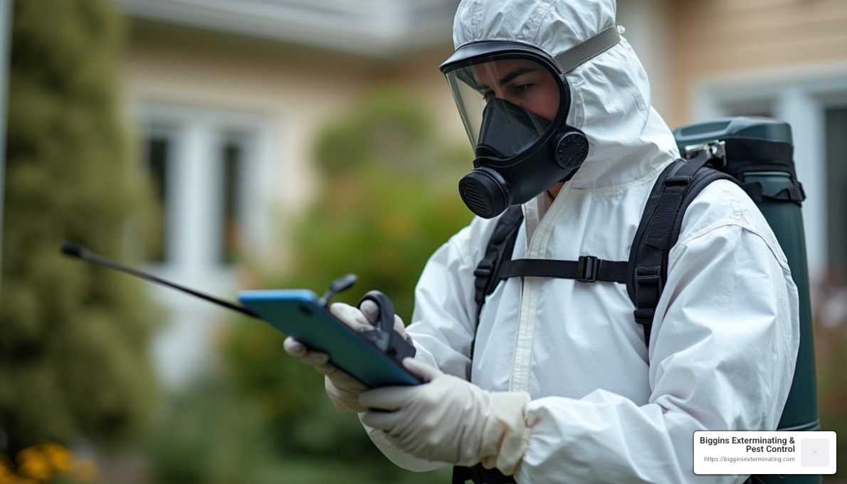 professional exterminator in protective gear - best exterminator