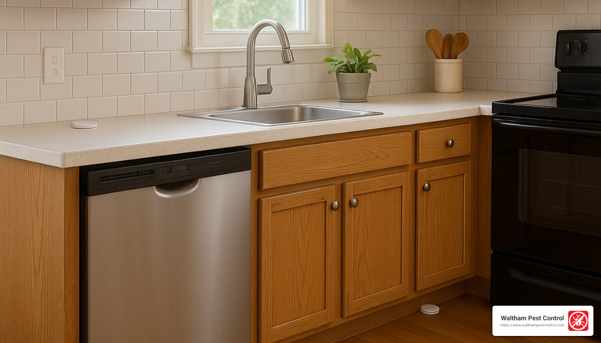 strategic placement of ant bait stations in kitchen near sink and baseboards - ant bait station indoor