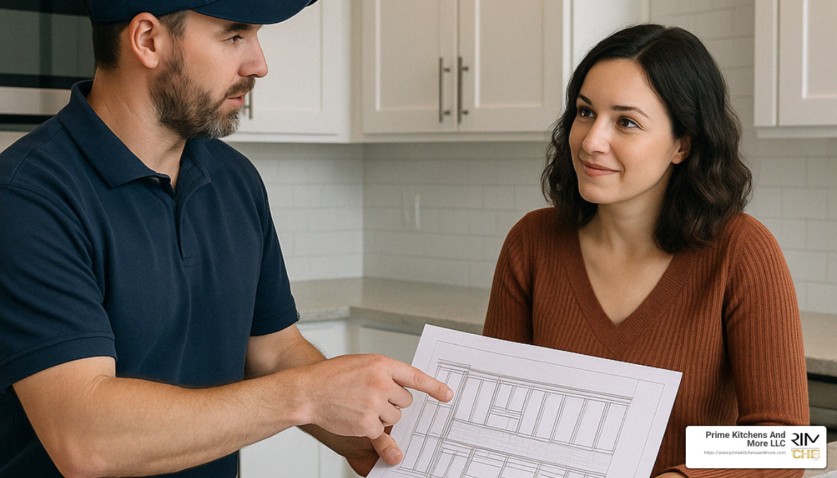 cabinet contractor providing an in-home estimate consultation - cabinet contractors orlando