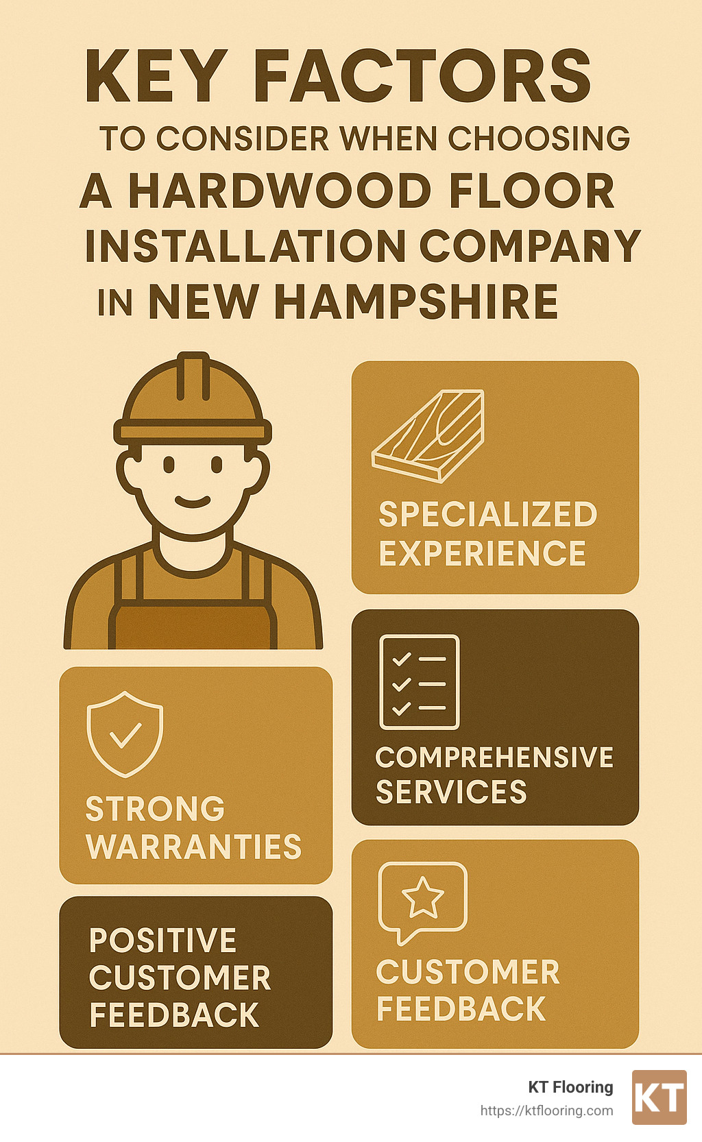 Key factors to consider when choosing a hardwood floor installation company in New Hampshire - hardwood floor installation NH infographic 
