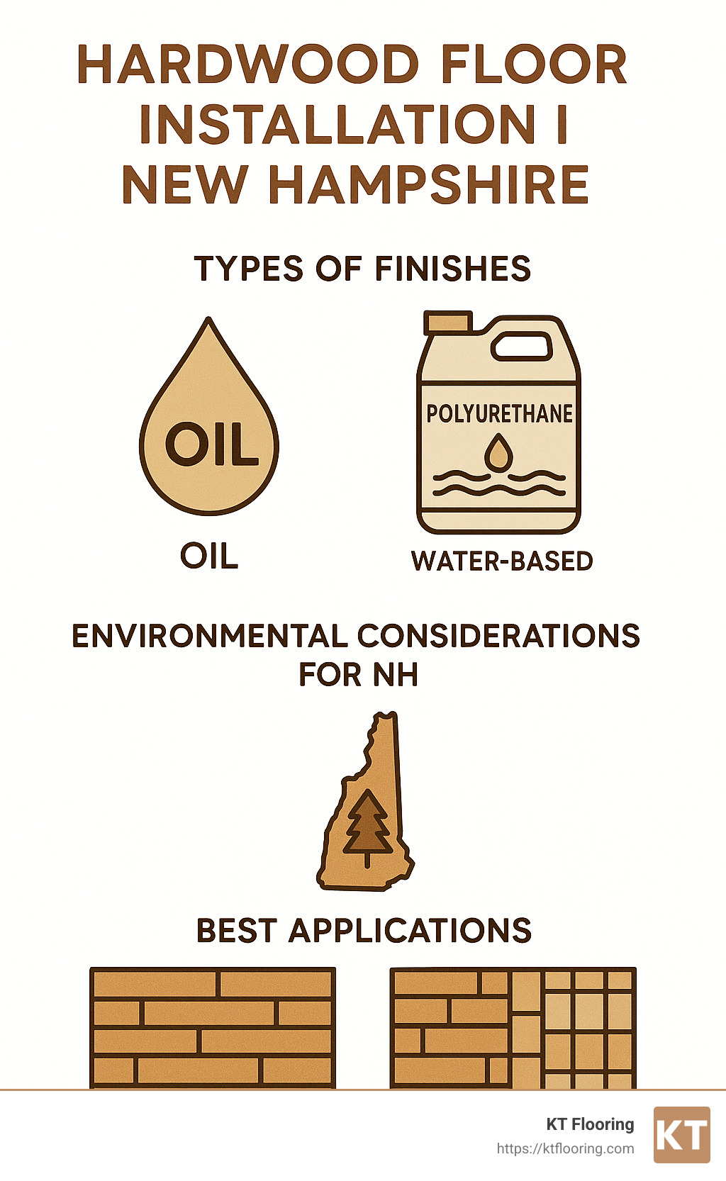 Summary of key points about hardwood floor installation in New Hampshire - hardwood floor installation NH infographic 