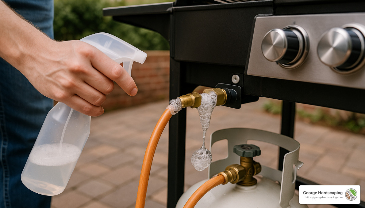 performing safety checks with soap solution on gas connections - install outdoor grill performing safety checks with soap solution on gas connections - install outdoor grill
