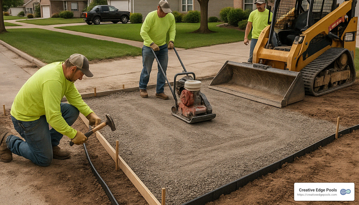 hardscape installation in progress showing base preparation - hardscape service hardscape installation in progress showing base preparation - hardscape service