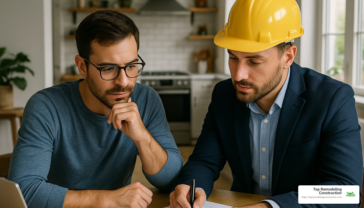 homeowner interviewing a potential contractor - general contractor for home renovation