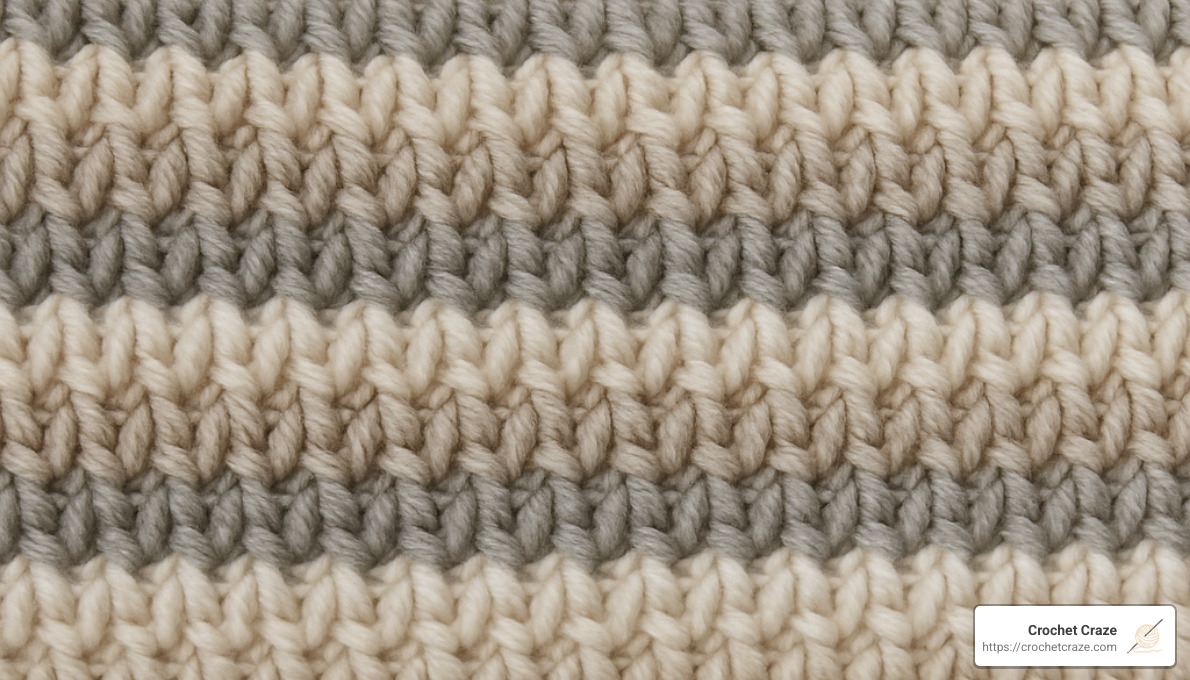 Crocheting several rows of a blanket showing even tension - crochet blanket guide