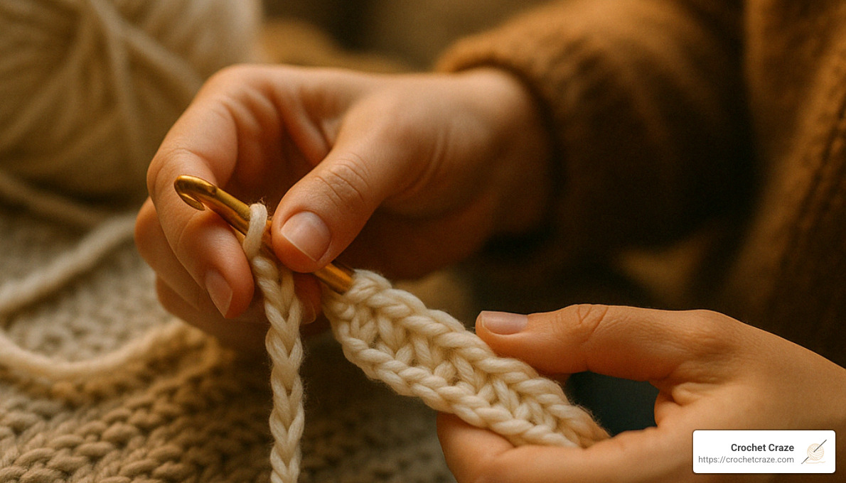 Starting a crochet blanket with foundation chain and first row - crochet blanket guide