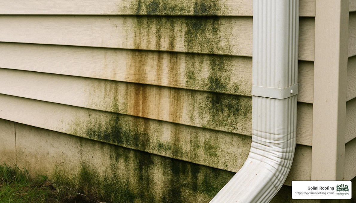 water damage from faulty downspout - downspout repair near me water damage from faulty downspout - downspout repair near me