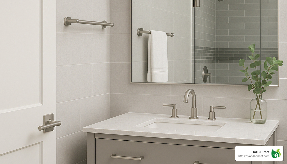 coordinated emtek hardware throughout bathroom - emtek bath accessories