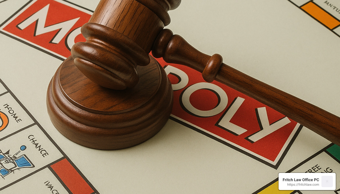 gavel over monopoly sign - business legal cases