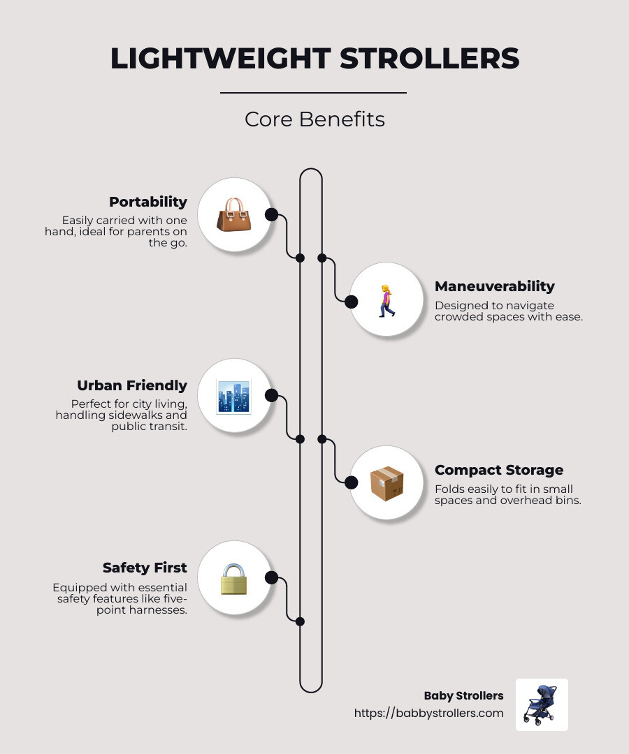 Key features of lightweight strollers - Best lightweight strollers 2025 infographic infographic-line-5-steps-neat_beige