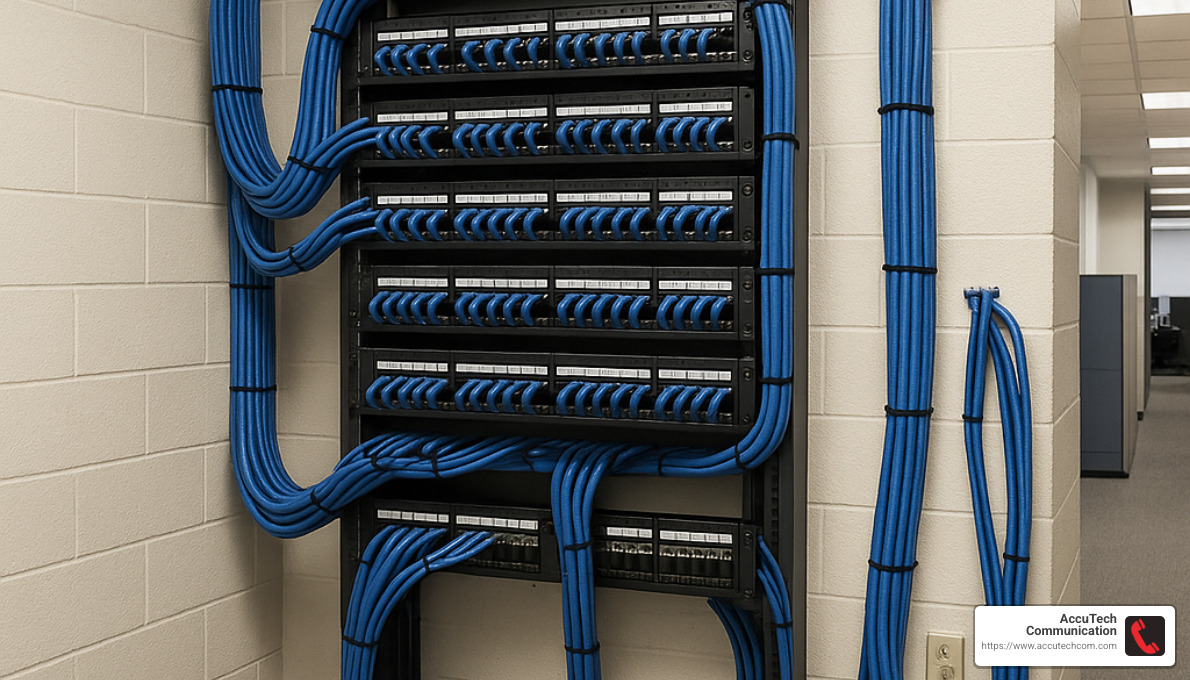 network wiring closet with structured cabling - network wiring services