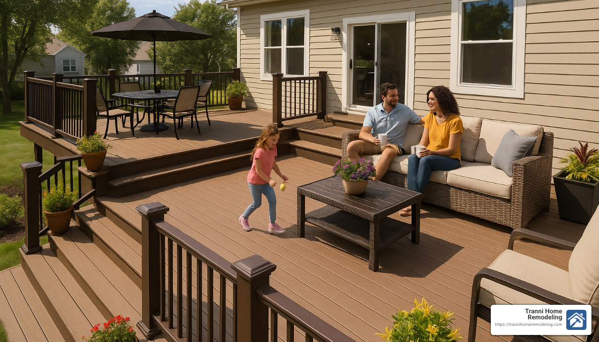 completed beautiful composite deck project - composite decking installer near me