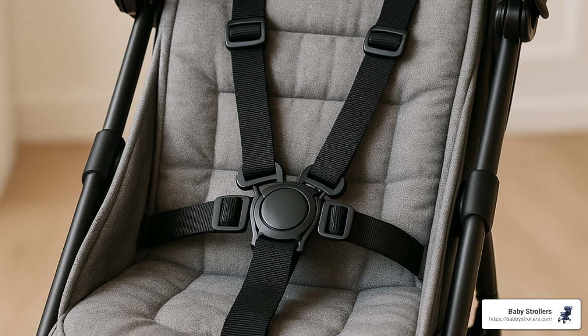 safety harness system in compact stroller - affordable compact strollers