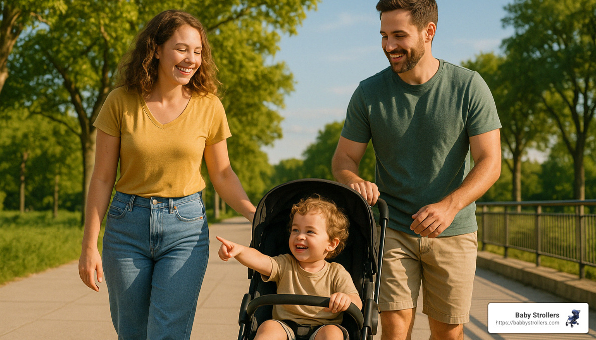 family with compact stroller on vacation - affordable compact strollers