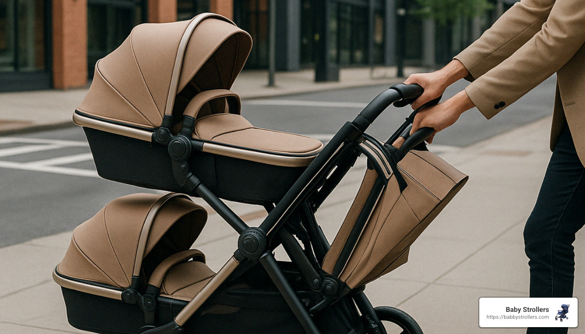 safety harness in use - luxury tandem strollers