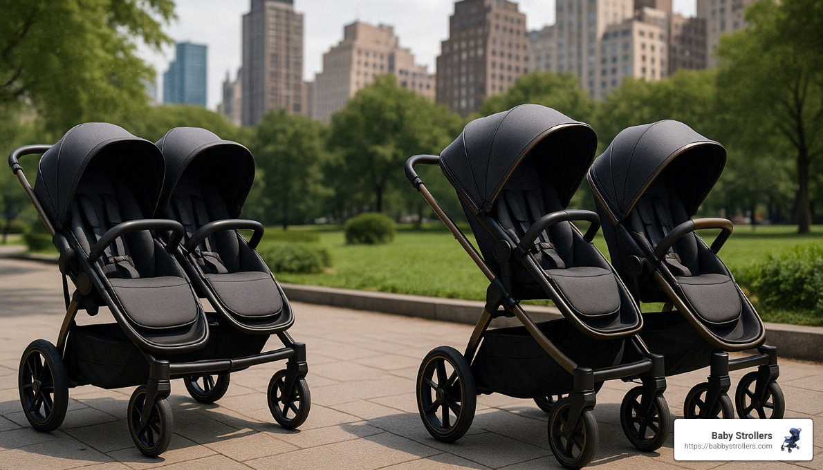 luxury double stroller configurations showing side-by-side and tandem options - best luxury double stroller