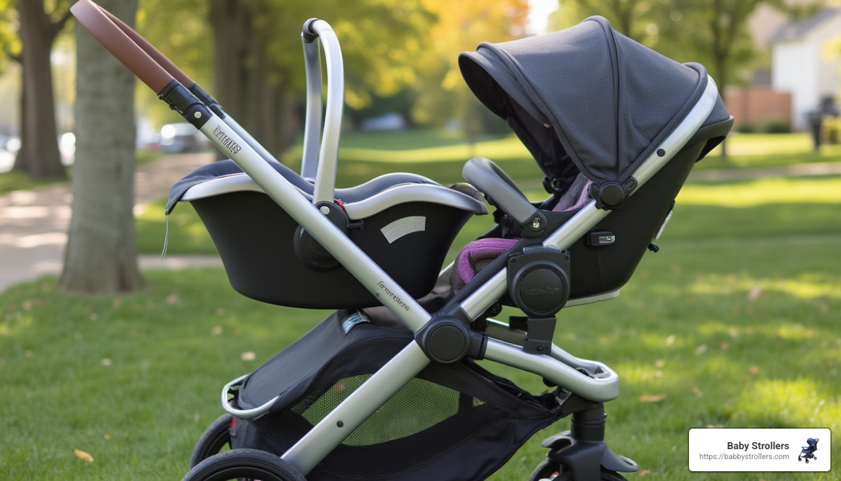 travel system stroller with car seat attached - newborn stroller features