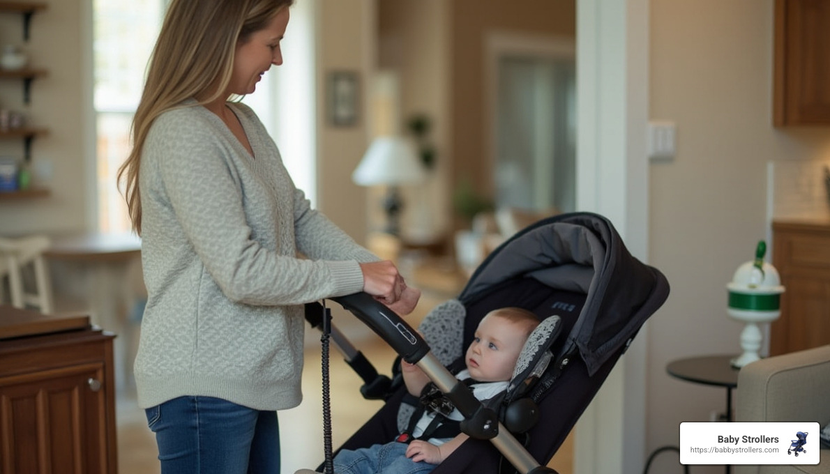 parent installing head support in stroller - Stroller with head support