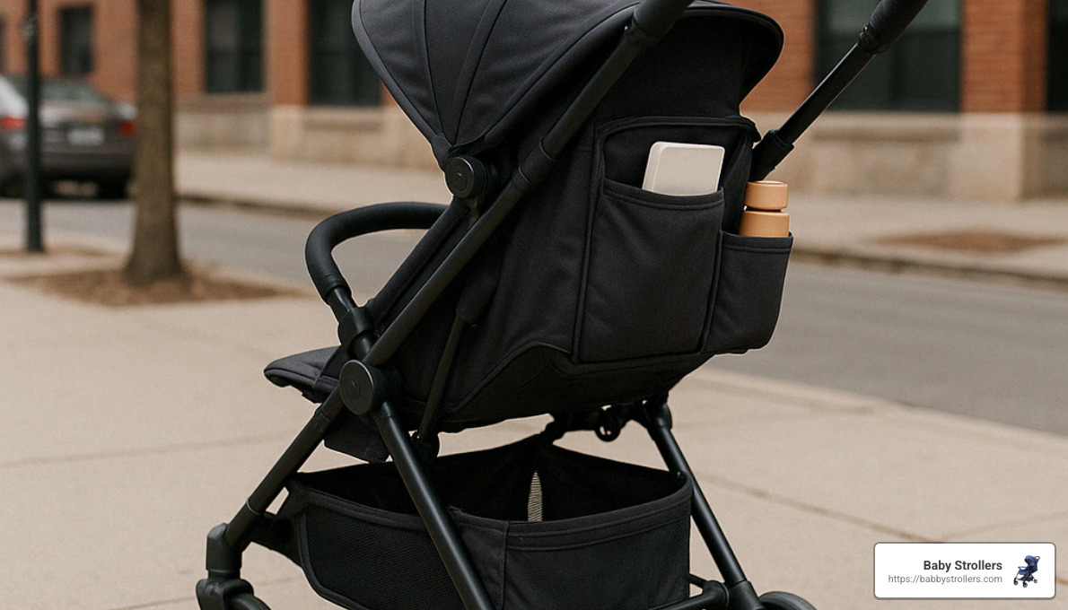compact travel stroller with storage features - stroller with storage