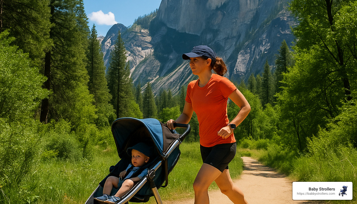 parent jogging with stroller on trail - Jogging strollers under $200